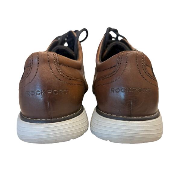 Rockport Men's Shoes Garett Wingtip Leather Derby Comfort Oxford Brown Sz 8.5 - Picture 4 of 10